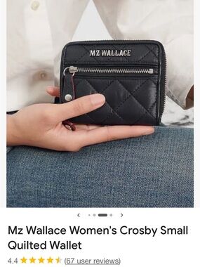 MZ Wallace Quilted Crosby Small Zip Wallet in Black